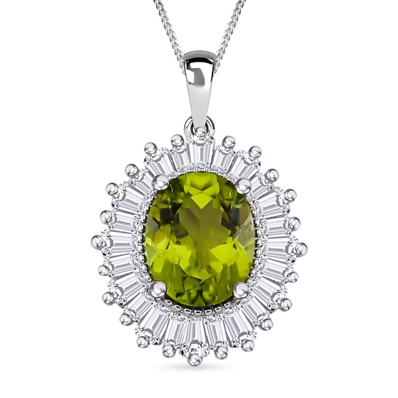 NWT RARE HEBEI CHINA PERIDOT & MOISSANITE 18" PLATINUM NECKLACE - Picture 5 of 10